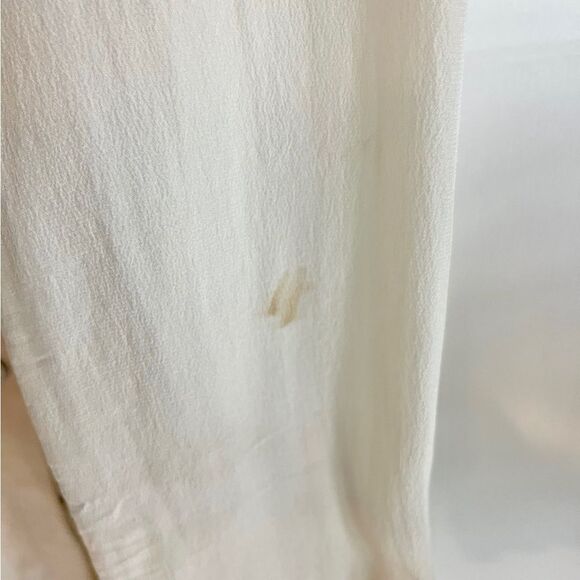 New Eileen Fisher silk Georgette crêpe cream, bone classic collar button down - Picture 9 of 12